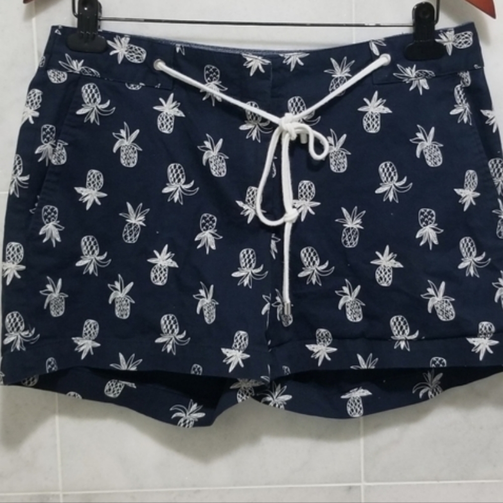 Nautica Pineapple Shorts sz 8 Navy Drawstring Detail